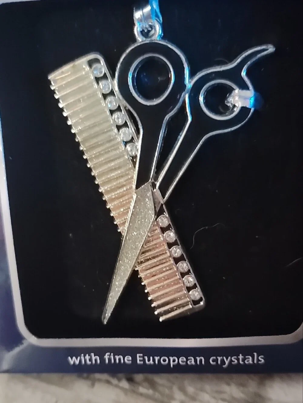 Silver and Rose Gold Barber Scissors & Comb Ornament